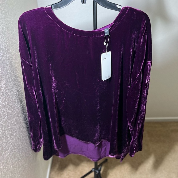 NWT Eileen Fisher XL, deep plum, drape Velvet top, New - Picture 3 of 12